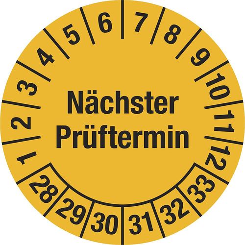 4061466113518 - Mehrjahresplakette Nächster Prüftermin Dokumentenfolie Ø 30 mm VE 10 Stk 28 - 33