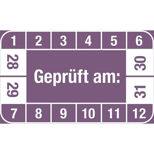 4061466113600 - Mehrjahresplakette Geprüft am LxH 40 x 25 mm VE 10 Stk violett 28 - 31