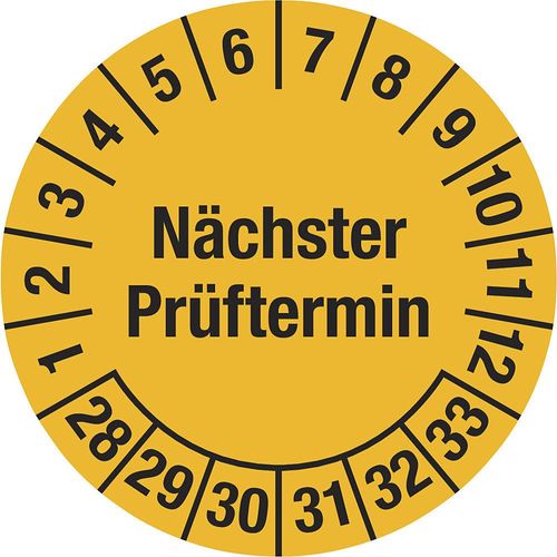 4061466113488 - Mehrjahresplakette Nächster Prüftermin Dokumentenfolie Ø 25 mm VE 10 Stk 28 - 33