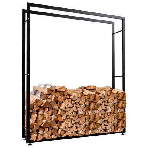 4251756478476 - Kaminholzständer Keri V2 I Aus Schwarzem Metall I Kaminholzregal Mit Bodenschonern I Stapelhilfe Für Brennholz