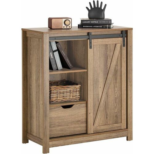 4251388627020 - Sobuy - FSB59-BR Sideboard mit Schiebetür Kommode Schuhschrank schmal Schrank Küchenschrank Flurschrank Beistellschrank Aufbewahrungsschrank bht ca