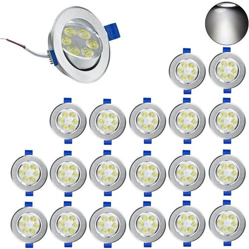 0762418228468 - Led Einbaustrahler Flach Einbauleuchte led Spots 450lm Einbauleuchten Deckenstrahler für Wohnzimmer Schlafzimmer Flur (20x 3W Kaltweiß) - Aufun