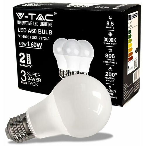 3800157680264 - Vtac - v-tac LED-Glühbirne E27 85W A60 3000K (Box 3 Stück)