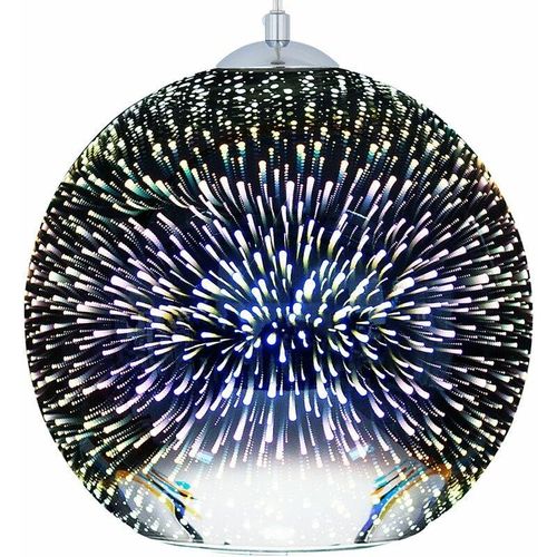 4260580927623 - Beliani - Hängeleuchte Silber Glas mit Schirm in Kugelform 3D-Feuerwerk-Effekt Skandinavischer Stil für Wohnzimmer Esszimmer - Silber