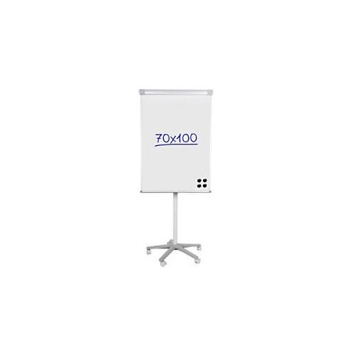 8717868083800 - Freihstehendes Flipchart Executive Höhenverstellbar 70 x 100 cm Mit 5 Rollen und Stiftablage Silber