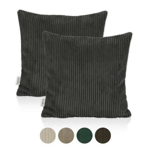 4260474666911 - Lycce 2er Set Kissenbezug aus trendigem Cordstoff (50 x 50 cm)