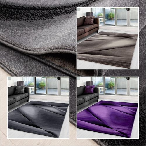 4053658997648 - Teppich modern Designer Wohnzimmer Abstrakt Muster Schwarz Braun Lila