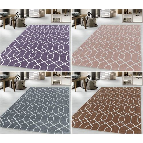 4053659037619 - Designer Kurzflor Teppich modern design Wohnzimmer meliert kariert Höhe 10 mm