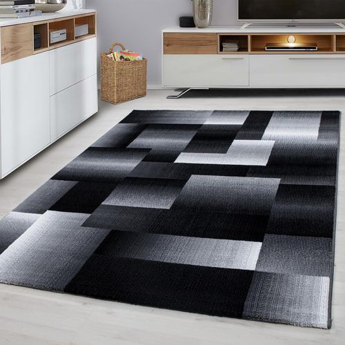 4053658997549 - Teppich modern Designer Wohnzimmer Abstrakt Kariert Muster Schwarz Grau Weiß