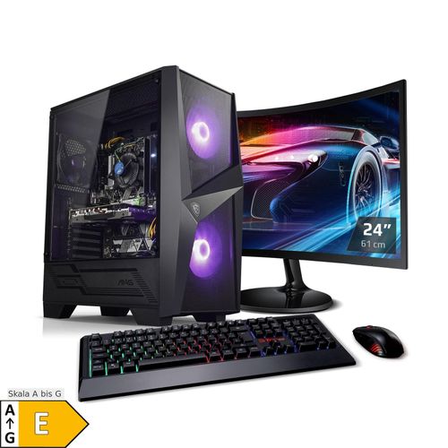 4260320419159 - PC Set Gaming mit 24 Zoll TFT Earthquake V AMD Ryzen 7 5800X 16GB DDR4 NVIDIA RTX 4060 8 GB 500GB SSD 1TB HDD WLAN