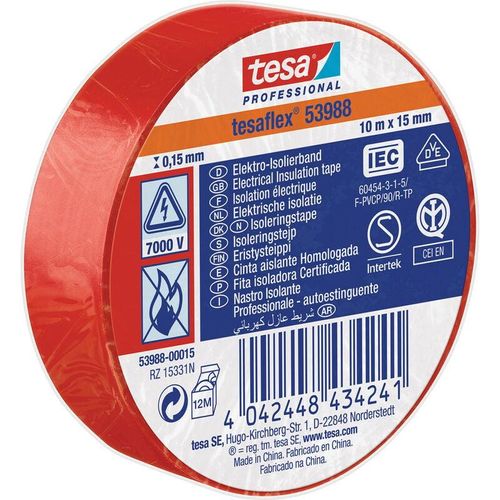 4042448434241 - ROT - tesa 53988-00015-00 Isolierband tesa® Professional (l x b) 10 m x 15 mm 1 St