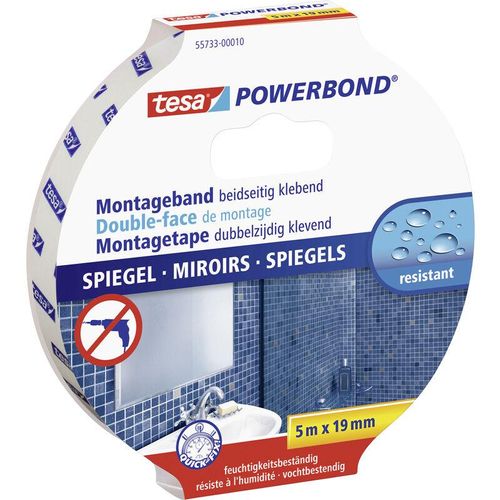 4042448843524 - Doppelseitiges Klebeband tesa Powerbond® 5 m x 19 mm für Spiegel im Innenbereich bis 700 x 700 mm