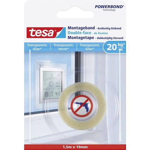 4042448340283 - Glass 77740-00000-00 Montageband ® Powerbond Transparent (l x b) 15 m x 19 mm 1 St - Tesa