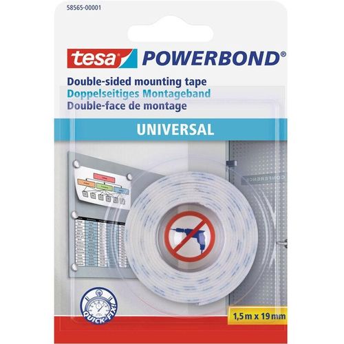 4042448280596 - Universal 58565-00001-00 Montageband ® Powerbond Weiß (l x b) 15 m x 19 mm 1 St - Tesa