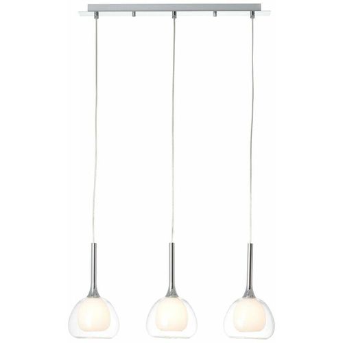 4004353360831 - BRILLIANT Lampe Hadan Pendelleuchte 3flg chrom weiß-transparent 3x D45 E14 40W geeignet für Tropfenlampen (nicht enthalten) In der Höhe einstellbar   Kabel kürzbar