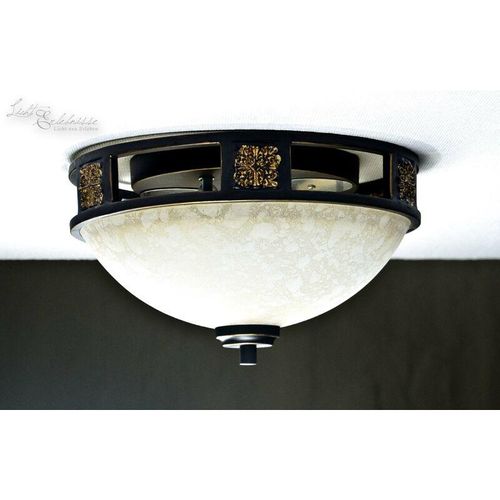 4054755993137 - Licht-erlebnisse - Rustikale Deckenlampe Mit Glas Schwarz Braun - Braun