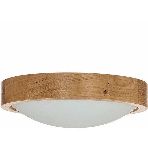 4251756372781 - Licht-erlebnisse - Deckenlampe rund Holz Glas Schirm Ø27cm Wohnzimmer - Eiche