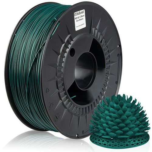 4058592512131 - 4 x ® 3D Drucker 175mm PETG Filament 1kg Spule Rolle Premium Grün Metallic - Grün Metallic - Midori