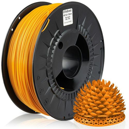 4058592511943 - 10 x ® 3D Drucker 175mm PETG Filament 1kg Spule Rolle Premium Signalgelb RAL1003 - Signalgelb - Midori