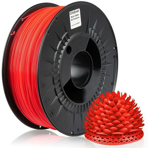 4058592511370 - - 5 x ® 3D Drucker 175mm pla Filament 1kg Spule Rolle Premium Rot Transparent - Rot Transparent