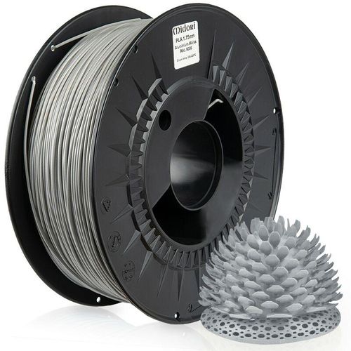 4058592511264 - 3D Drucker 175mm pla Filament 1kg Spule Rolle Premium Aluminium Weiß RAL9006 - Aluminium Weiß - Midori