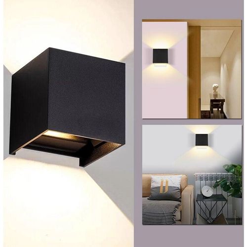 0726504032896 - Wolketon - led Wandleuchte Wandleuchten IP65 Wohnzimmer Flurlampe Treppen Wandlampe Außen Deko 12W Schwarz Warmweiß - Schwarz