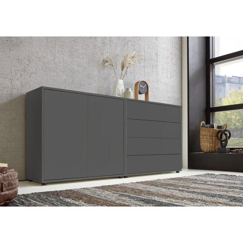 4260593581348 - BMG Möbel Sideboard Mailand Set 3 (Schubladenkommode Kommode Anrichte in anthrazit) Push-to-open-Funktion - Grau