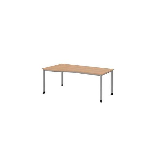 4032062164990 - Schreibtisch VHS18 E S manuell höhenverstellbar 68-81cm (H) 180x100cm (BxT) Freiform eiche   silber 4032062164990 Hammerbac