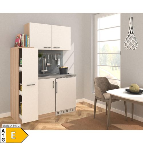 4260515333116 - RESPEKTA Küchenzeile Amrum aus der Serie Levin mit Duo-Kochplattenmulde und Kühlschrank Breite 130 cm weiß 4260515333116 - RESPEKTA Küchenzeile Amrum aus der Serie Levin mit Duo-Kochplattenmulde und Kühlschrank Breite 130 cm weiß