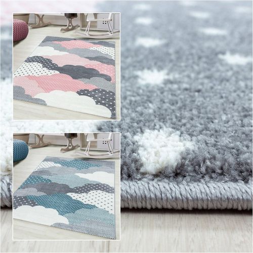 4053658995330 - Wunderschöne Kinderteppich rechteckig  Rund Höhe 7 mm Wolken Motiv Kurzflor