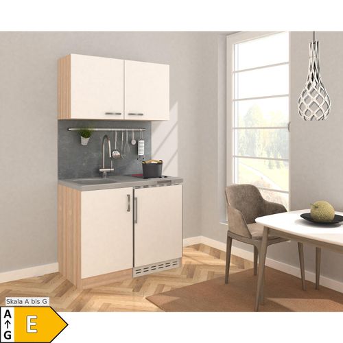 4260515332768 - RESPEKTA Küchenzeile Amrum aus der Serie Levin mit Glaskeramikkochfeld und Kühlschrank Breite 100 cm weiß