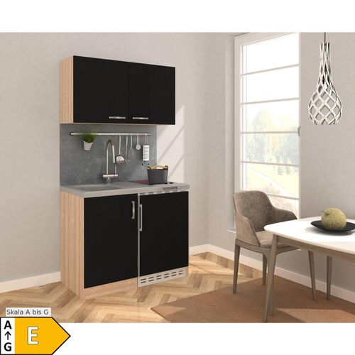4260515332744 - RESPEKTA Küchenzeile Amrum aus der Serie Levin mit Glaskeramikkochfeld und Kühlschrank Breite 100 cm schwarz 4260515332744 - RESPEKTA Küchenzeile Amrum aus der Serie Levin mit Glaskeramikkochfeld und Kühlschrank Breite 100 cm schwarz