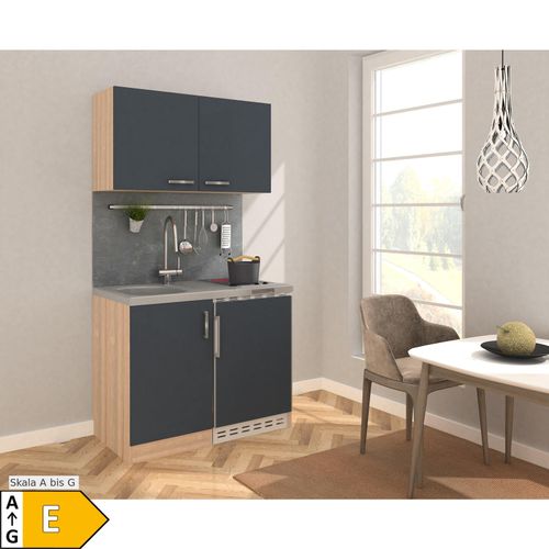 4260515332706 - RESPEKTA Küchenzeile Amrum aus der Serie Levin mit Glaskeramikkochfeld und Kühlschrank Breite 100 cm grau 4260515332706 - RESPEKTA Küchenzeile Amrum aus der Serie Levin mit Glaskeramikkochfeld und Kühlschrank Breite 100 cm grau
