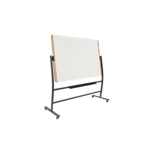 8427951687104 - Mobiles Whiteboard Natural drehbar magnethaftend Ablageschale Stahl auf Holz B 1500 x H 1000 mm