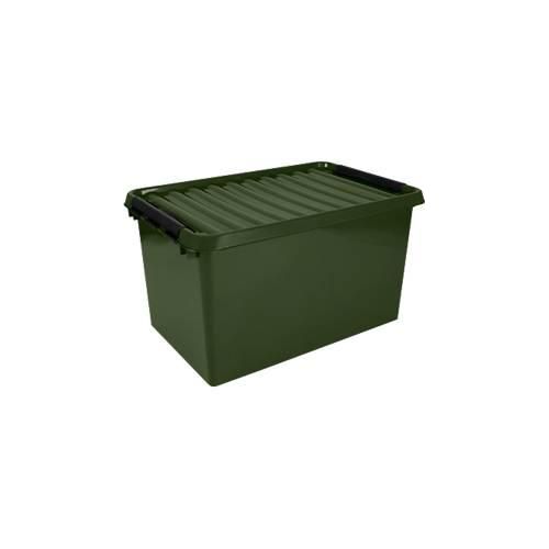 8711112015791 - helit the q-line Aufbewahrungsbox mit Deckel grün schwarz Stapelbare Kunststoffbox mit Klickverschluss 1 Box 62 Liter