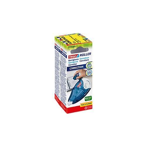 4042448144331 - tesa ecoLogo Korrekturroller Refill Correction Doppelpack 42 mm x 14 m Gehäuse blau-transluzent - Kassette weiß (59605-00000-06)