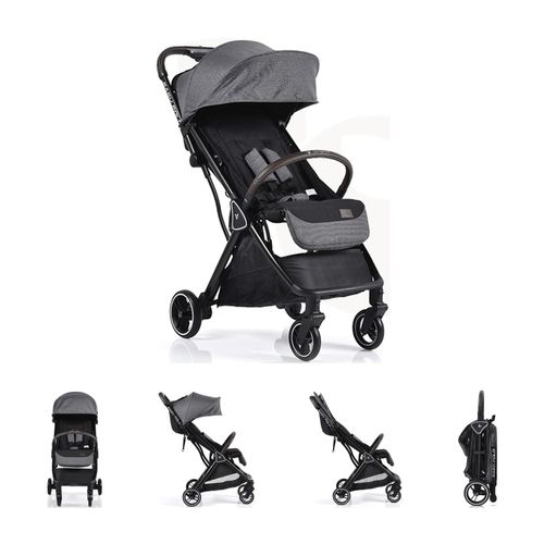 3800146235703 - Kinderwagen easy Fold Buggy Alu Sonnendach verstellbar faltbar Korb grau