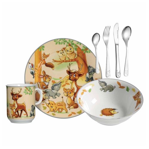 4262418973048 - Kindergeschirr mit Besteck Waldtiere 4262418973048 - Kindergeschirr mit Besteck Waldtiere