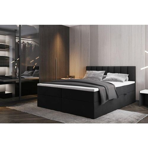 5904347104078 - Palermo Boxspringbett 180x200 mit Bettkästen H3 Matratze Schwarz - Trada