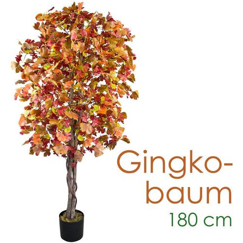 4260360537073 - Ginkgo Ginkgobaum Kunstpflanze Künstliche Pflanze 180 cm Kunstbaum mit Echtholz Innendekoration Kunst Pflanze wie echt im Topf Decovego