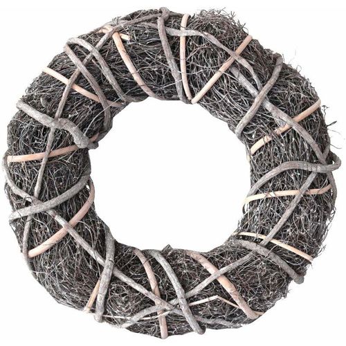 4057984006821 - Mm_unverified_brand - Natur- Holzkranz ummantelt 48 cm weiß gekalkt Dekokranz - Braun weiss