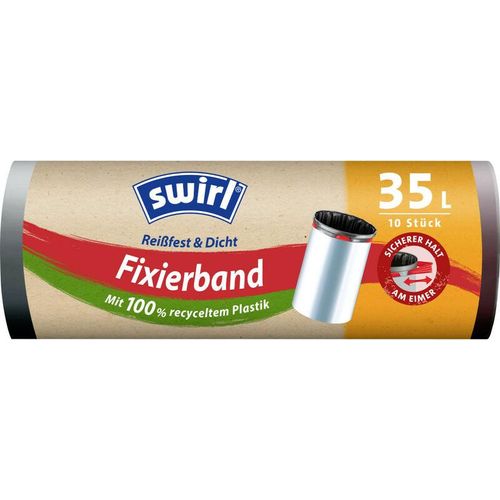 4008871215871 - Swirl® Müllbeutel Reißfest mit Fixierband 35 Liter Besonders reißfeste dichte und tropfsichere Mülltüten 1 Rolle = 10 Beutel