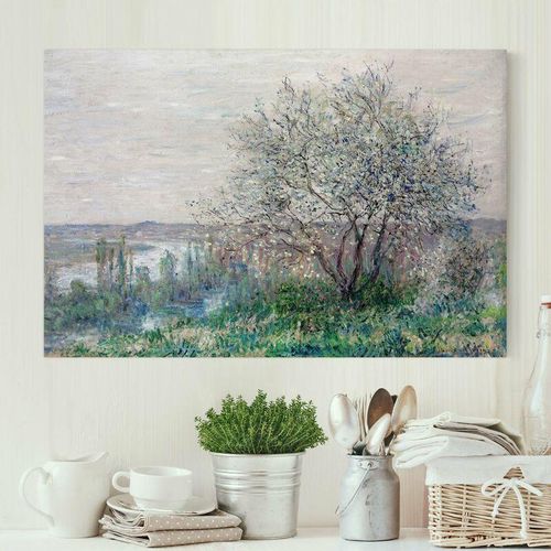 4055957245819 - Micasia - Leinwanddruck Claude Monet - Gemälde Frühlingsstimmung bei Vétheuil - Kunstdruck Quer 23 - Impressionismus Größe HxB 40cm x 60cm