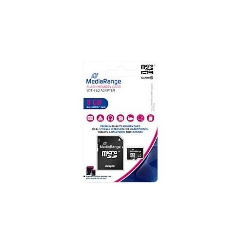 4260283113514 - Speicherkarte MR957 Micro-SDHC mit SD-Adapter Class 10 bis 15 MB s 8 GB 4260283113514 MediaRange