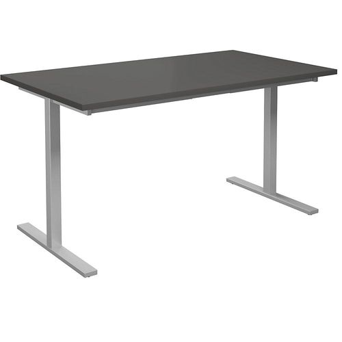 4061753263544 - Mehrzwecktisch DUO-T gerade Platte HxT 740 x 800 mm Breite 1400 mm dunkelgrau silber