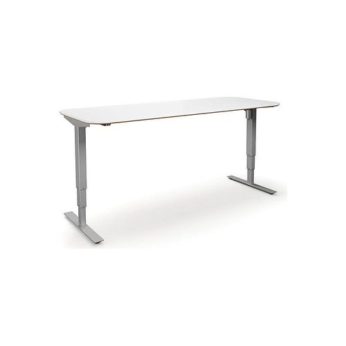 4061753261625 - Schreibtisch Atlanta Trend elektrisch höhenverstellbar gerade abgerundete Ecken BxT 1800 x 800 mm weiß silber