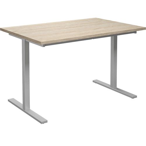 4061753263339 - Mehrzwecktisch DUO-T gerade Platte HxT 740 x 800 mm Breite 1200 mm Eiche silber