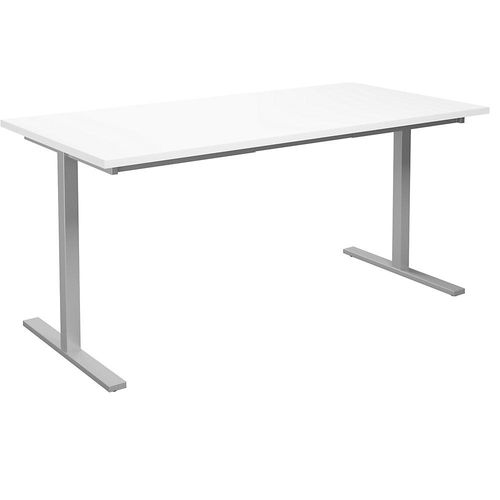 4061753263780 - Mehrzwecktisch DUO-T gerade Platte HxT 740 x 800 mm Breite 1600 mm weiß silber