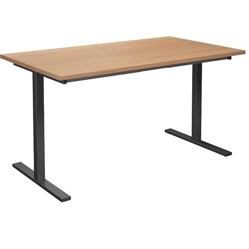4061753263490 - Mehrzwecktisch DUO-T gerade Platte HxT 740 x 800 mm Breite 1400 mm Buche schwarz