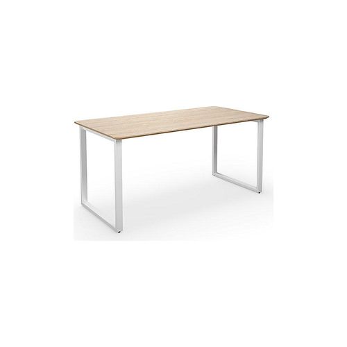 4061753268396 - Mehrzwecktisch DUO-O Trend gerade Platte abgerundete Ecken Tiefe 800 mm Breite 1400 mm Eiche   weiß kaiserkraft